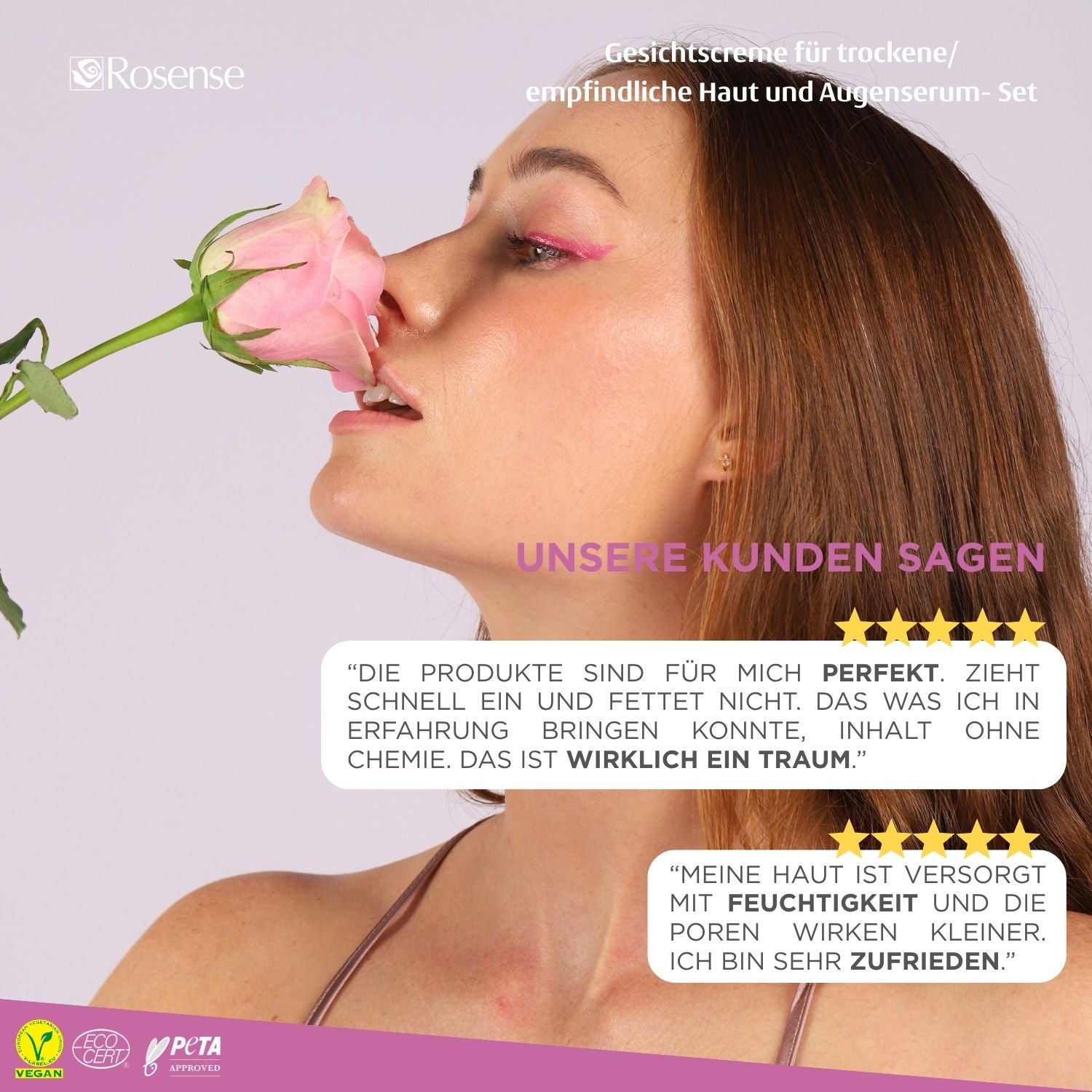 Rosense Face Cream for Dry and Sensitive Skin and Eye Serum Set