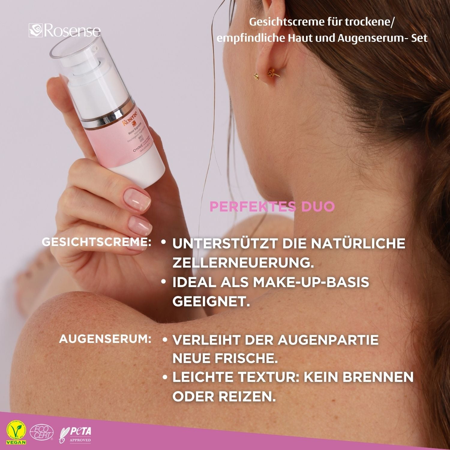 Rosense Face Cream for Dry and Sensitive Skin and Eye Serum Set