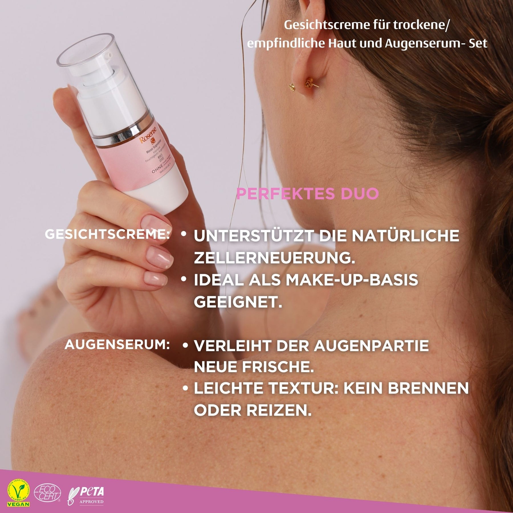 Rosense Gesichtscreme für trockene und empfindliche Haut und Augenserum- Set