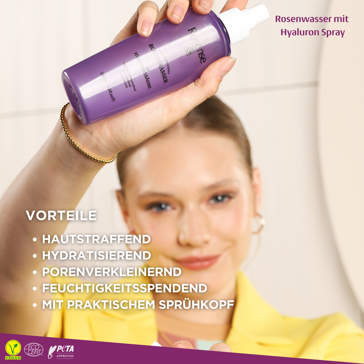 Rosense Rosenwasser mit Hyaluronsäure Spray - 200 ml