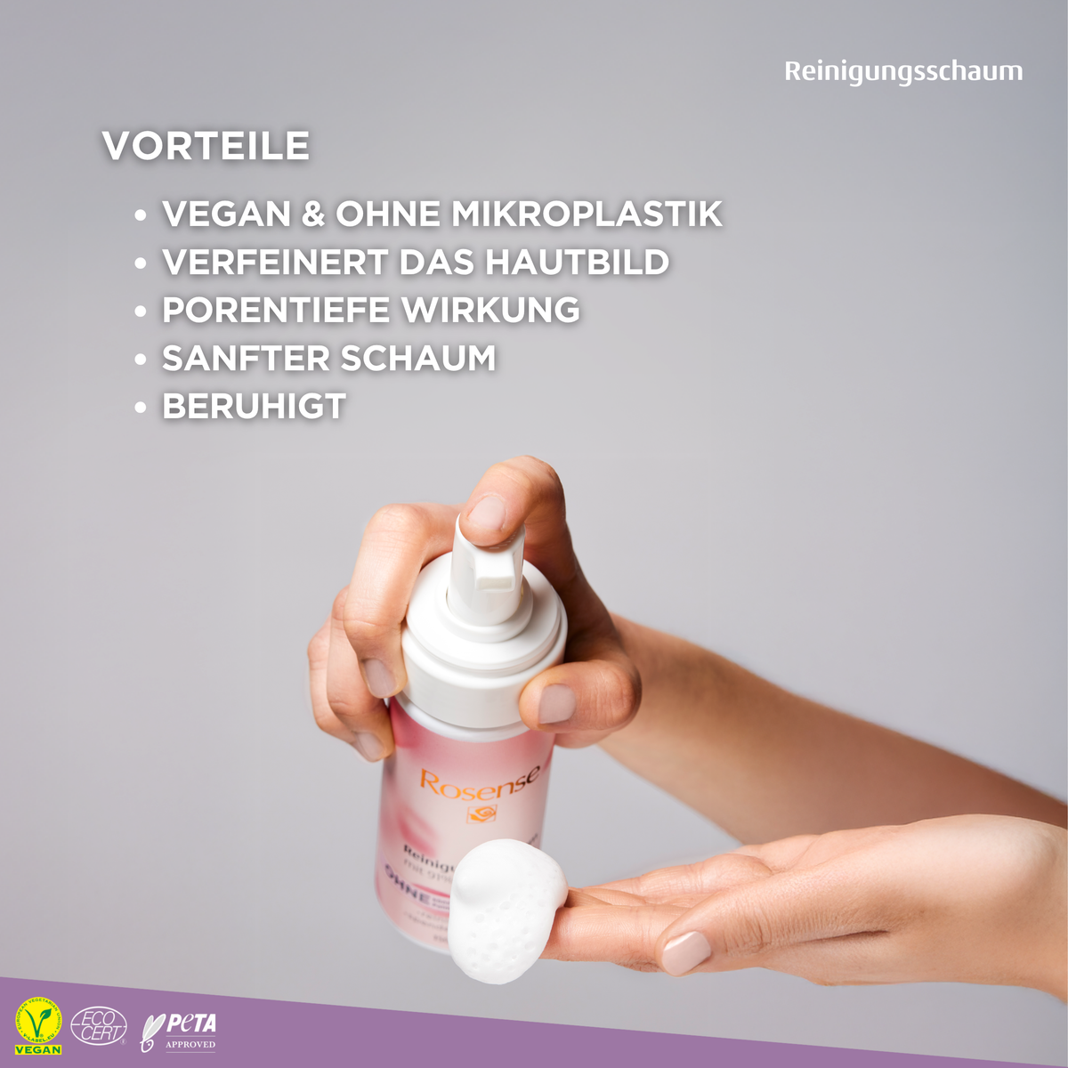 Rosense Reinigungsschaum mit 91% Rosenwasser - 150 ml