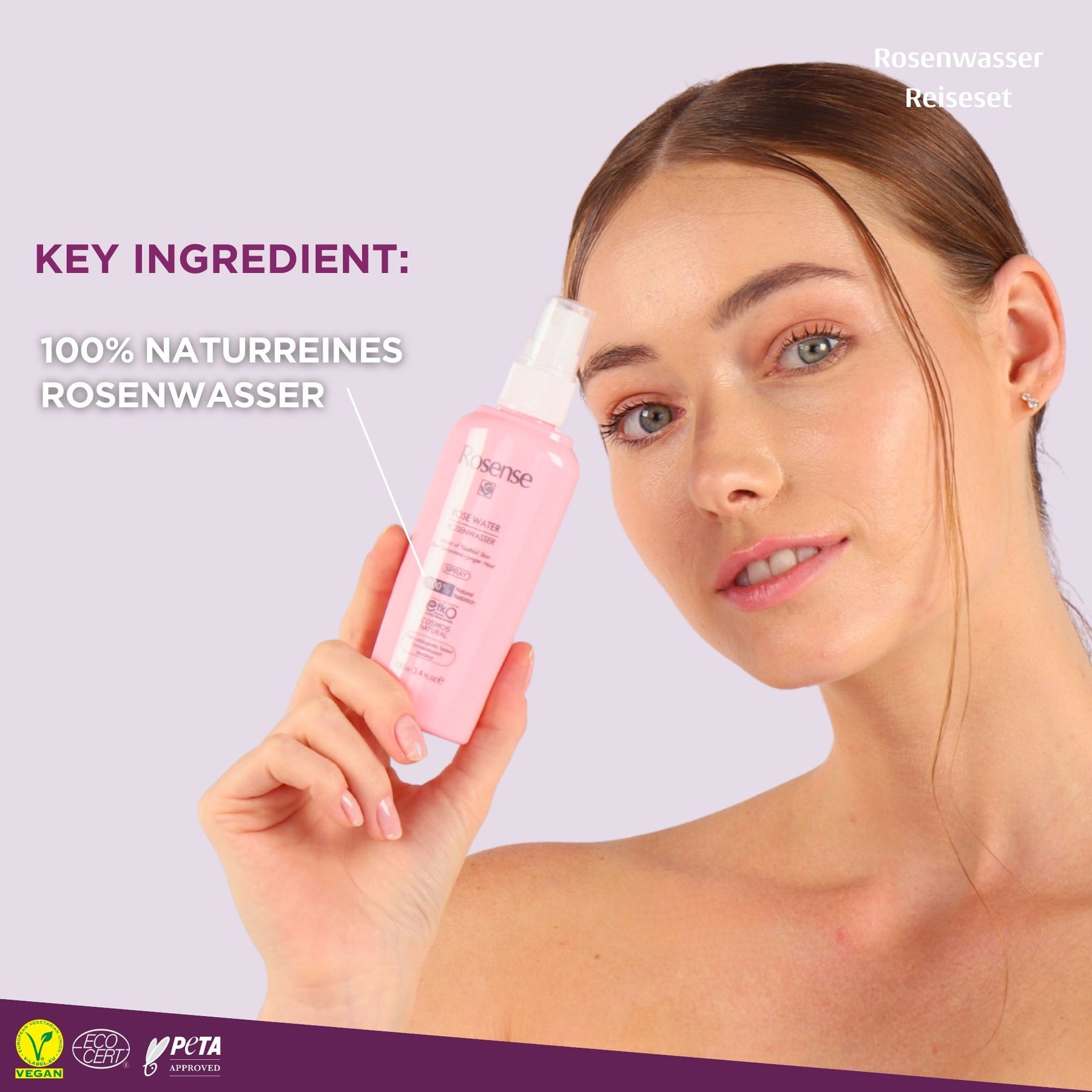 Early Access-Rosense Rosenwasser Reiseset mit 100ml Rosenwasser-Spray