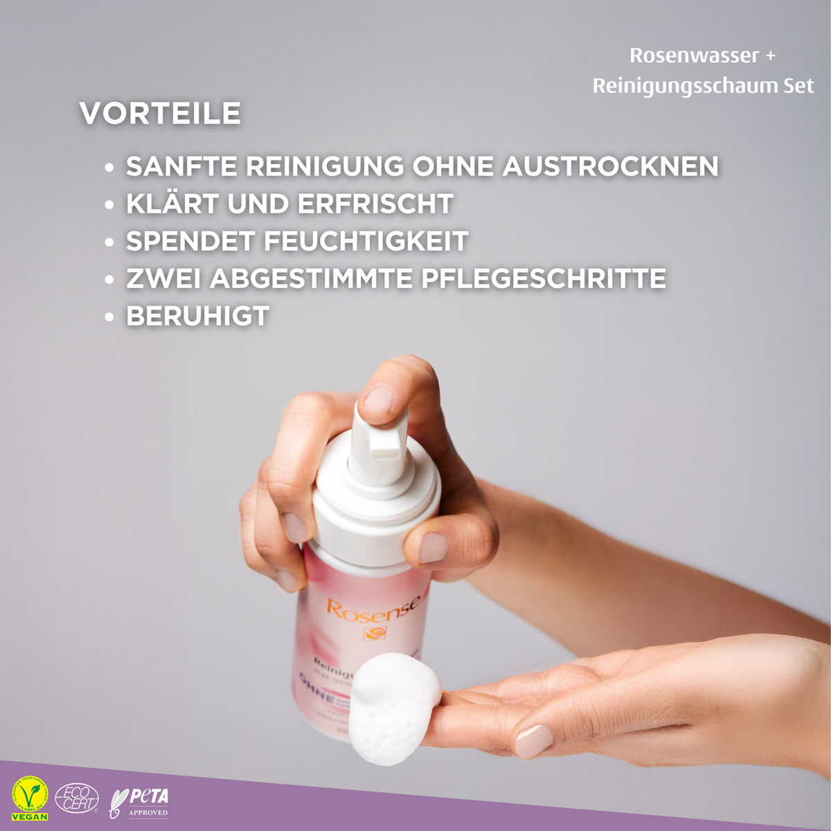 Rosense Rosenwasser 300 ml + Reinigungsschaum Set
