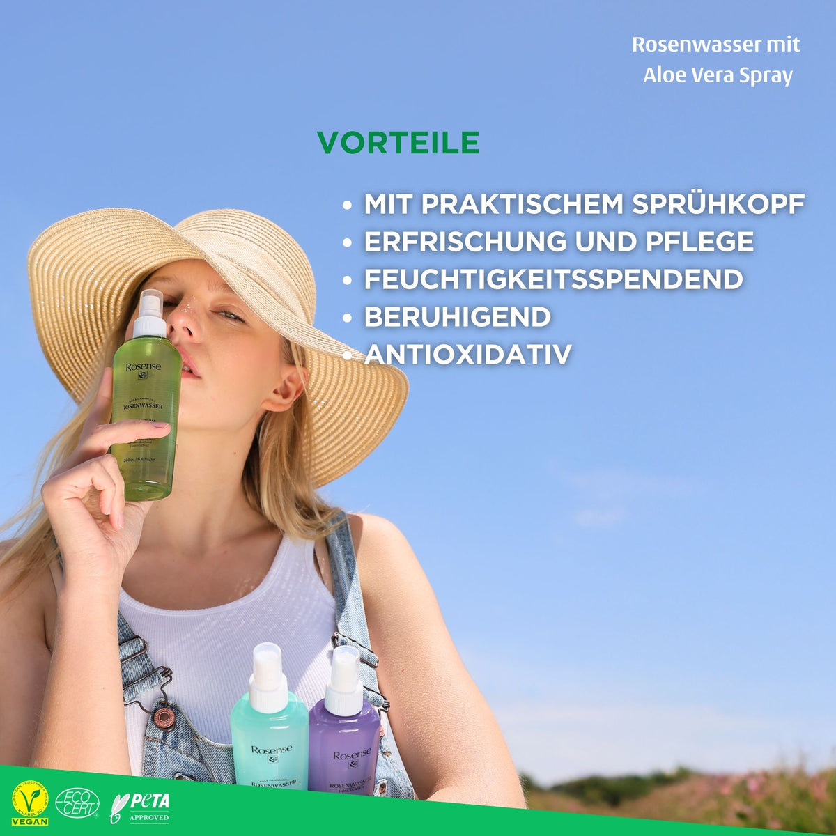 Rosense Rosenwasser mit Aloe Vera Spray - 200 ml