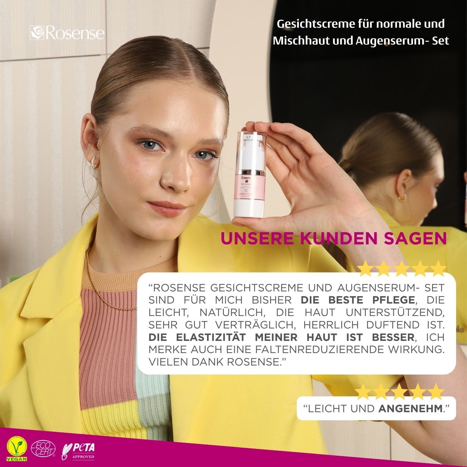 Rosense Gesichtscreme für normale und Mischhaut und Augenserum- Set
