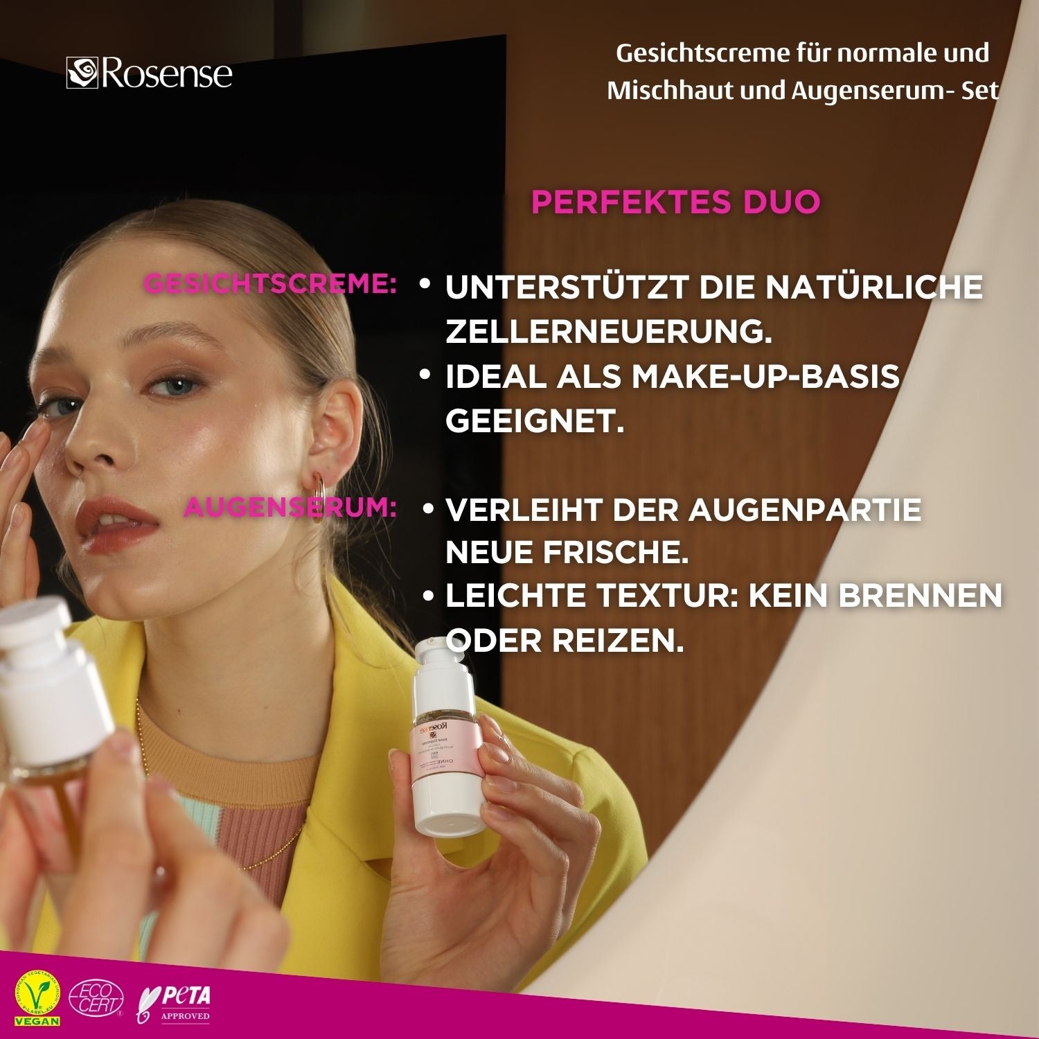 Rosense Gesichtscreme für normale und Mischhaut und Augenserum- Set