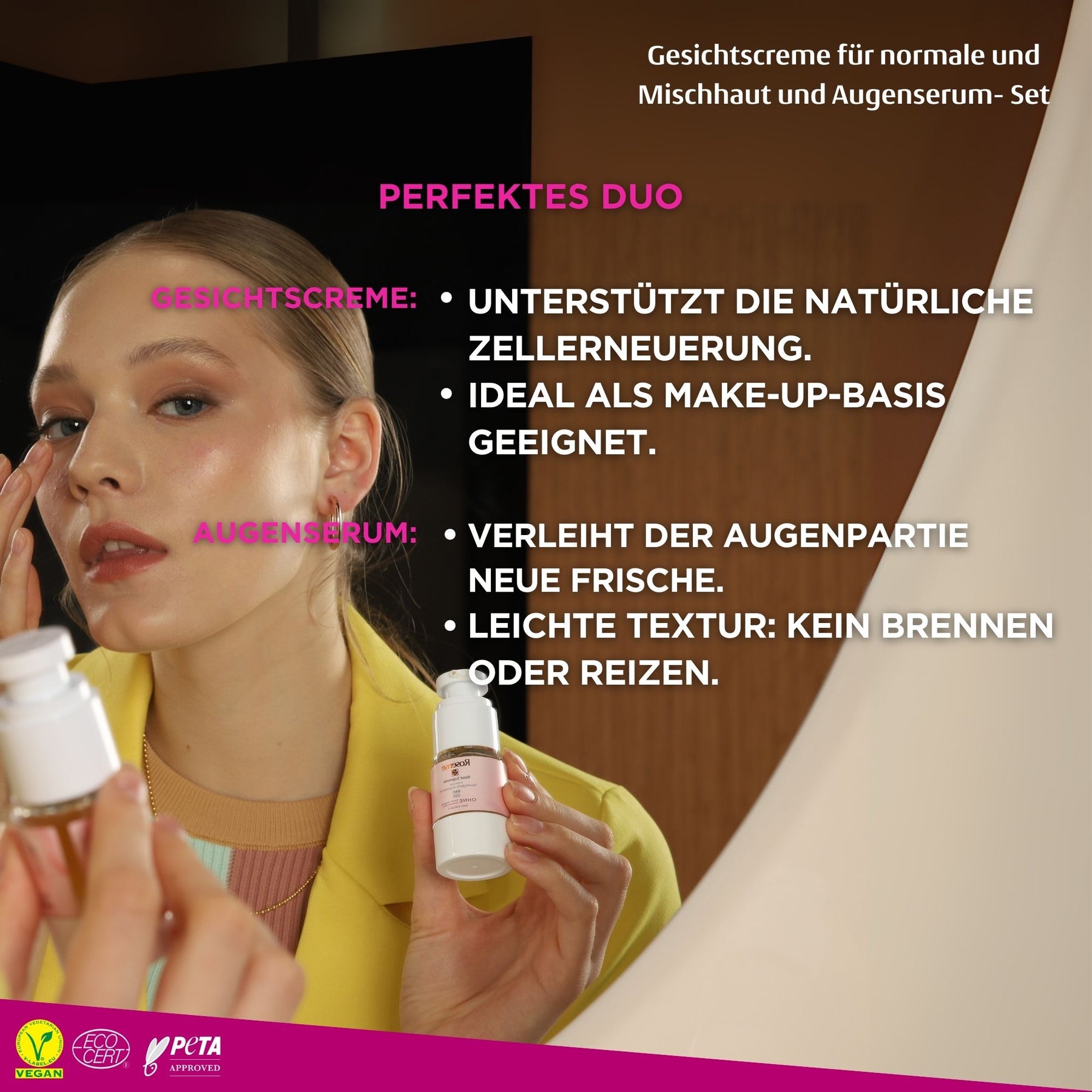 Rosense Gesichtscreme für normale und Mischhaut und Augenserum- Set