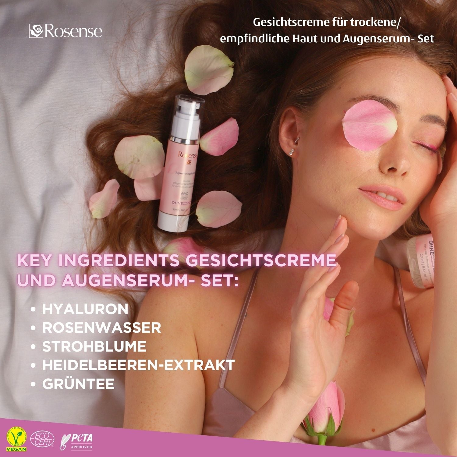 Rosense Face Cream for Dry and Sensitive Skin and Eye Serum Set