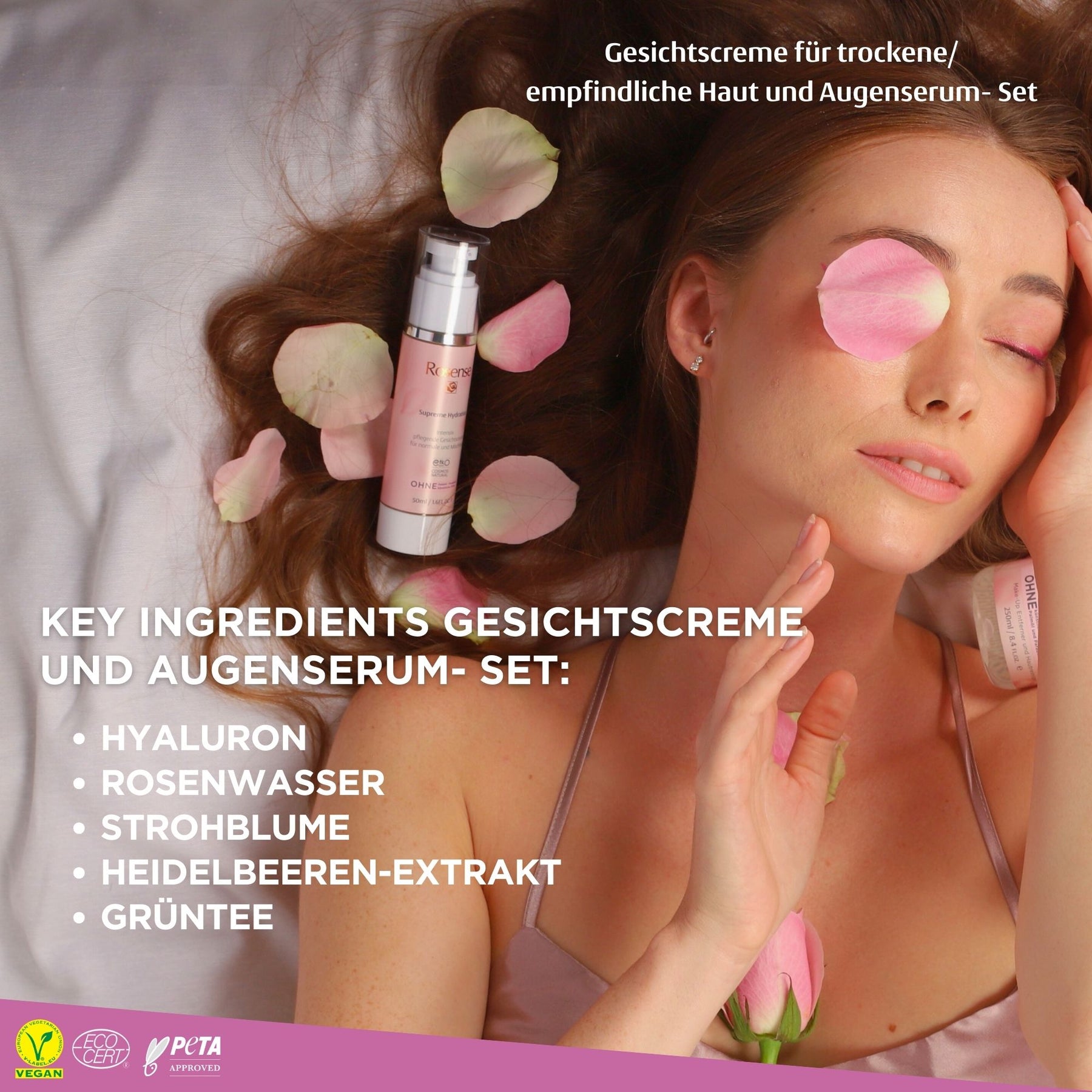 Rosense Gesichtscreme für trockene und empfindliche Haut und Augenserum- Set