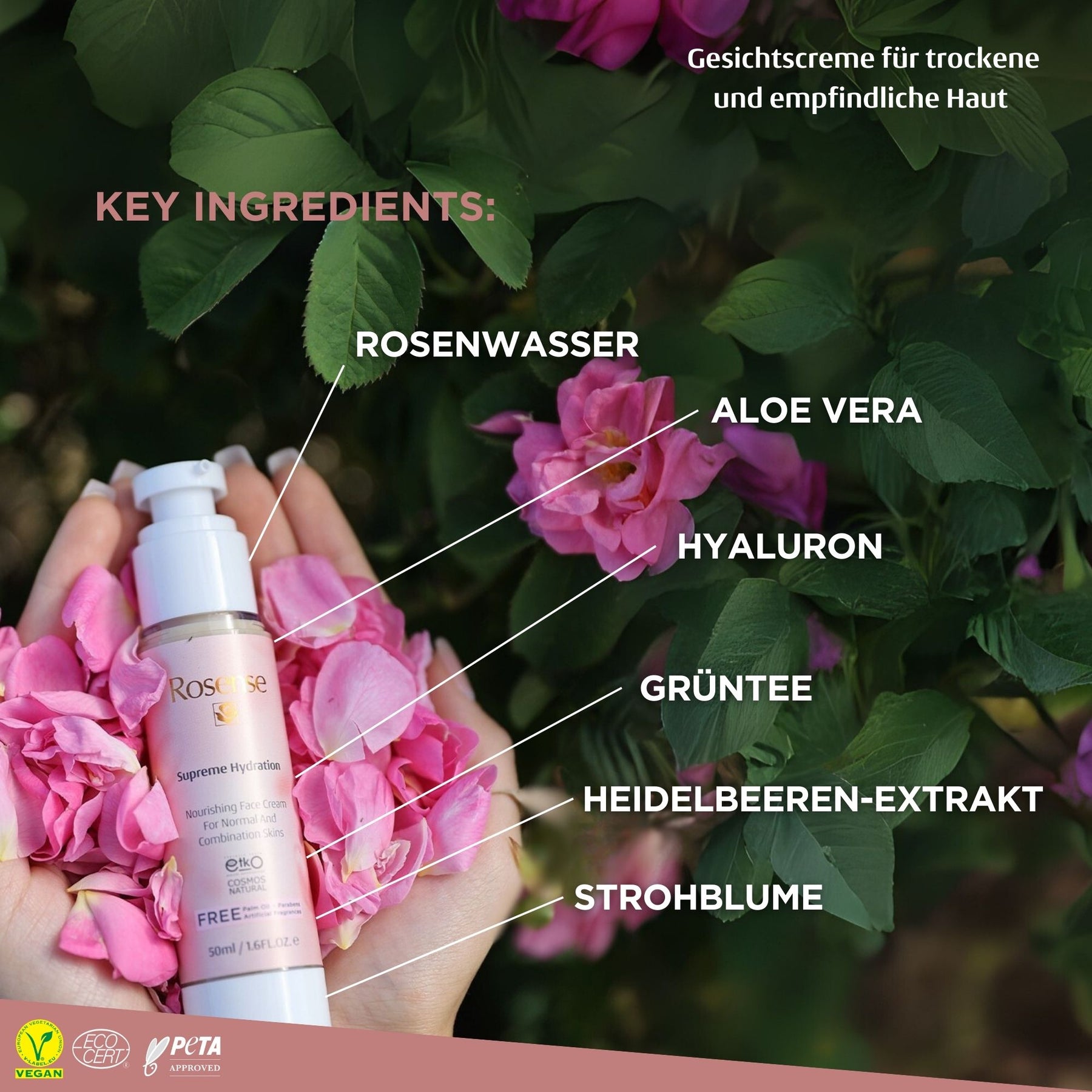 Rosense Supreme Hydration Gesichtscreme für trockene und empfindliche Haut - 50 ml