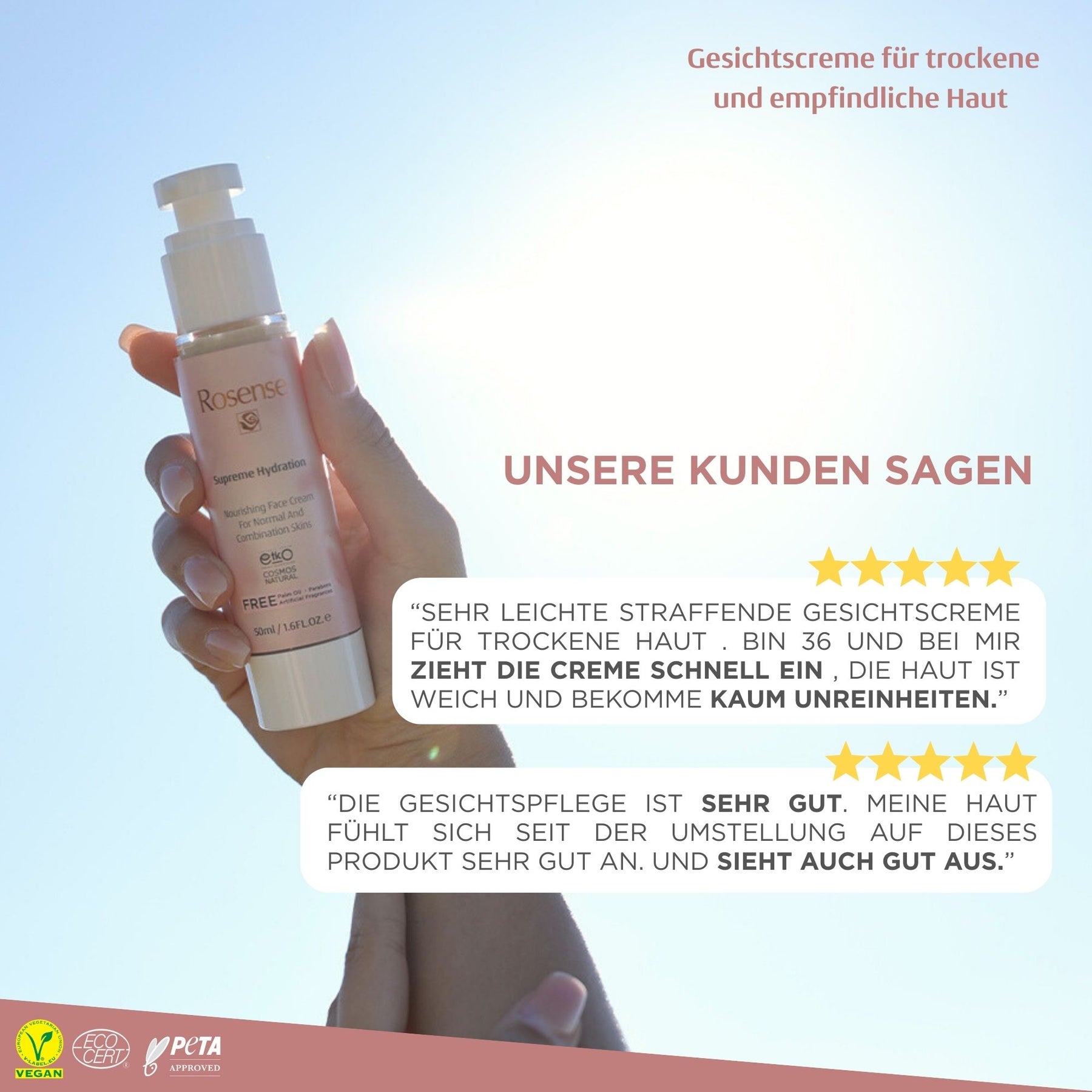Rosense Supreme Hydration Gesichtscreme für trockene und empfindliche Haut - 50 ml