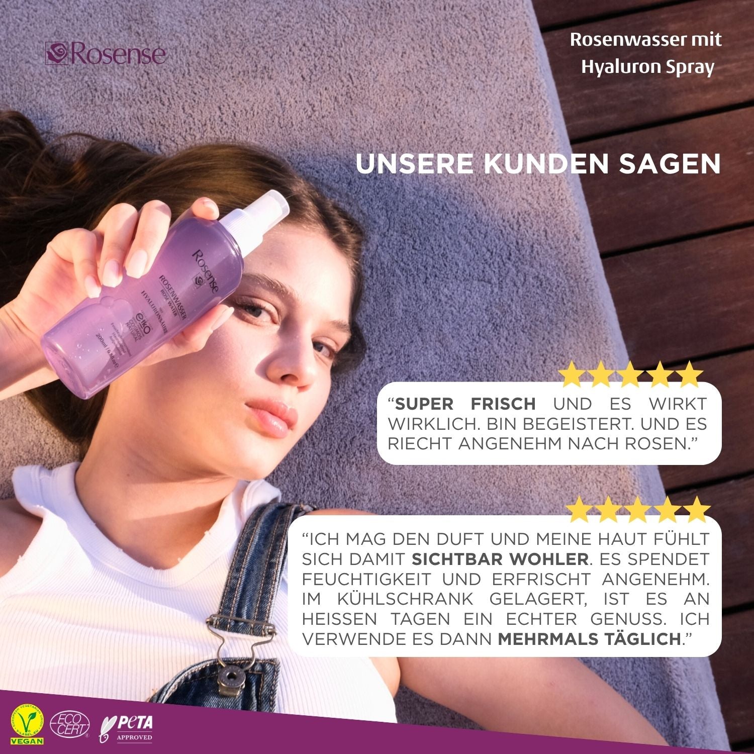 Rosense Rosenwasser mit Hyaluronsäure Spray - 200 ml