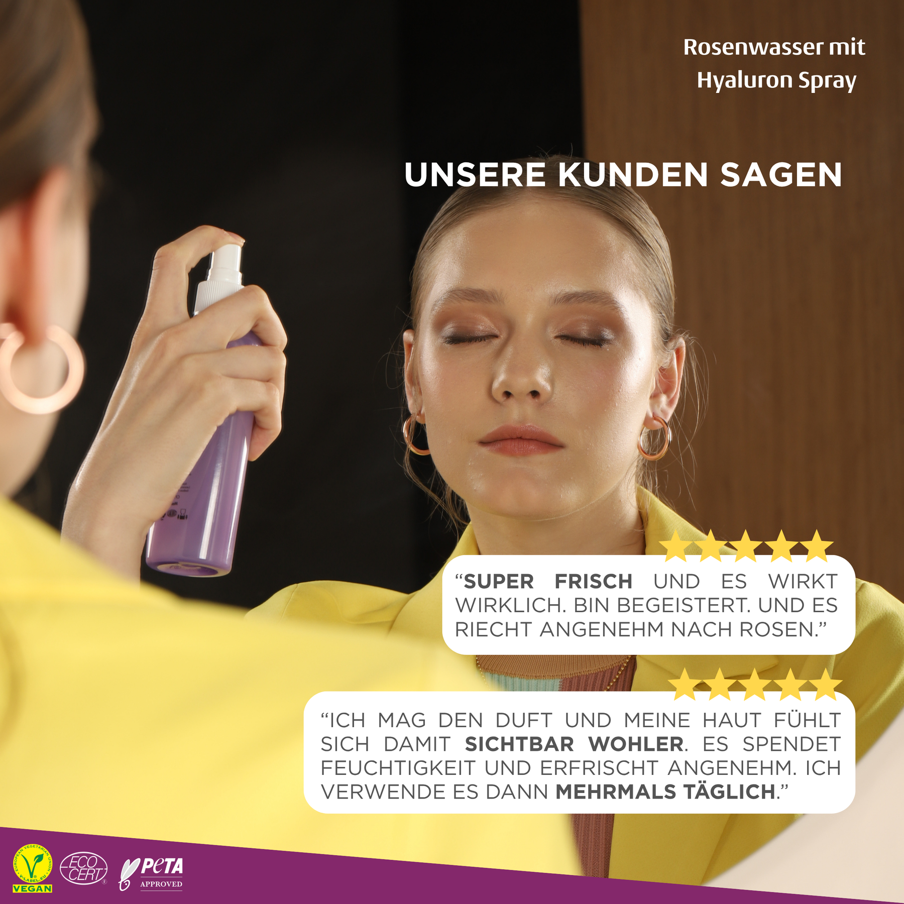 Rose water with hyaluronic acid