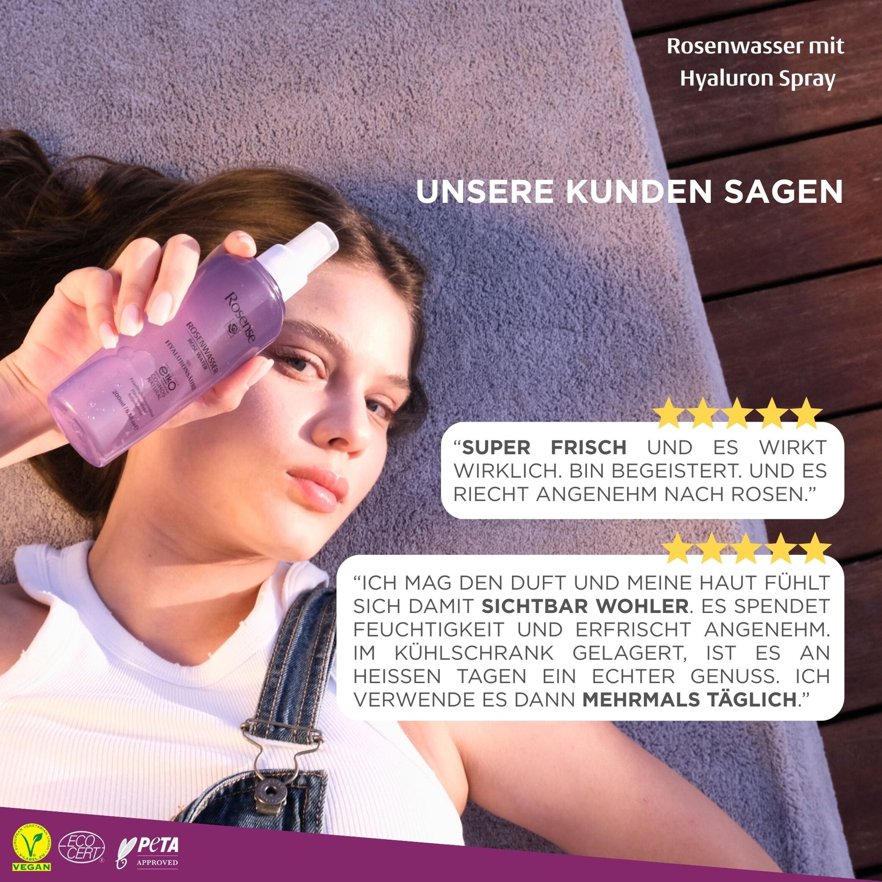 Rosense Rosenwasser mit Hyaluronsäure Spray - 200 ml