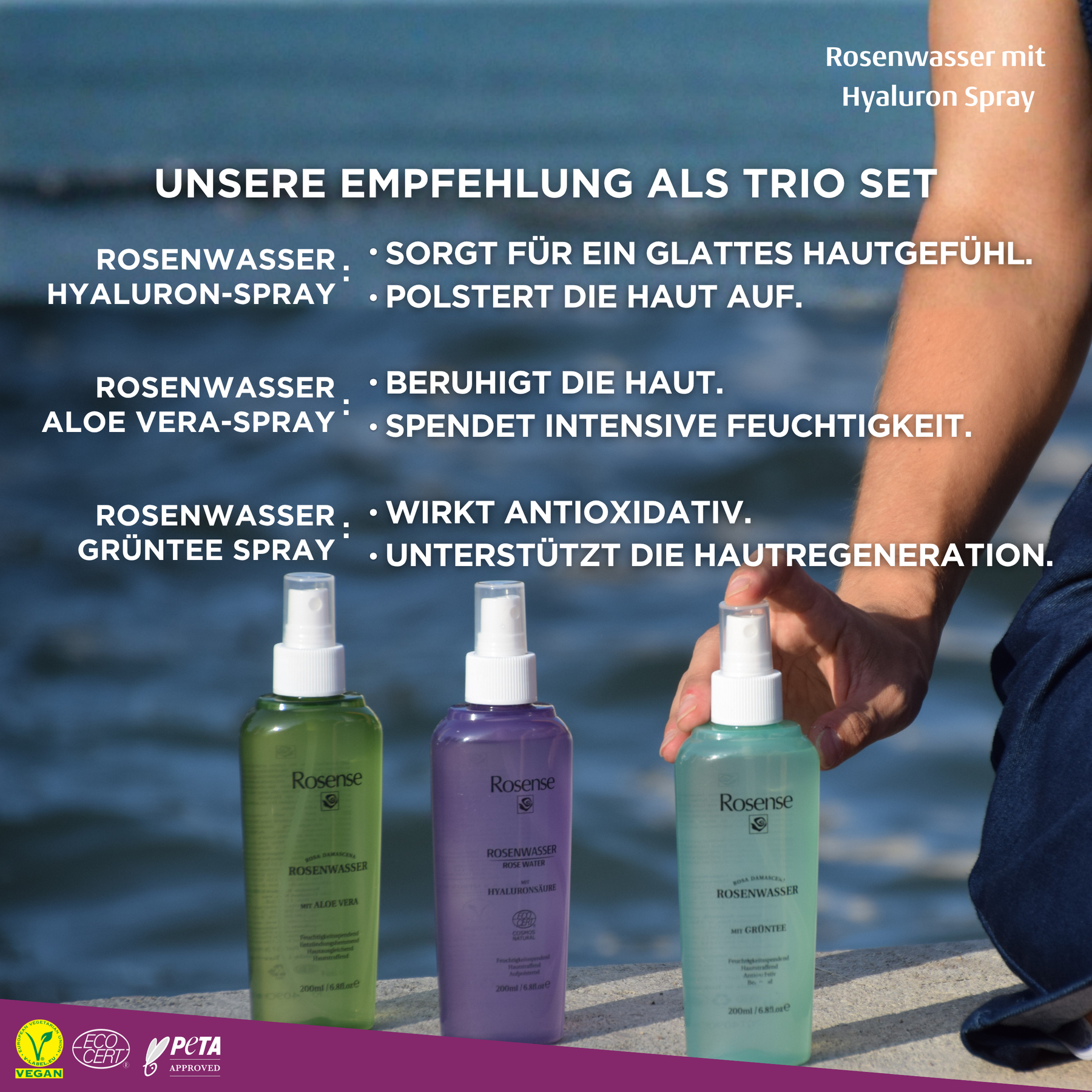 Rose water with hyaluronic acid