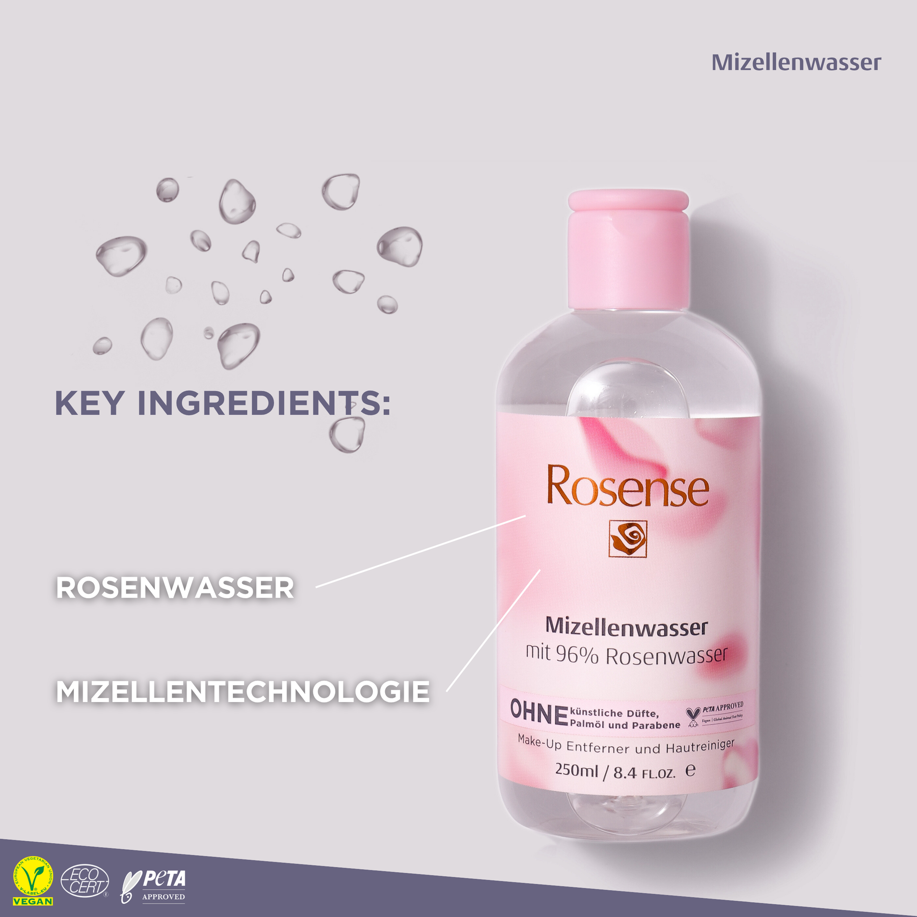 Rosense Mizellen Rosenwasser - 250 ml