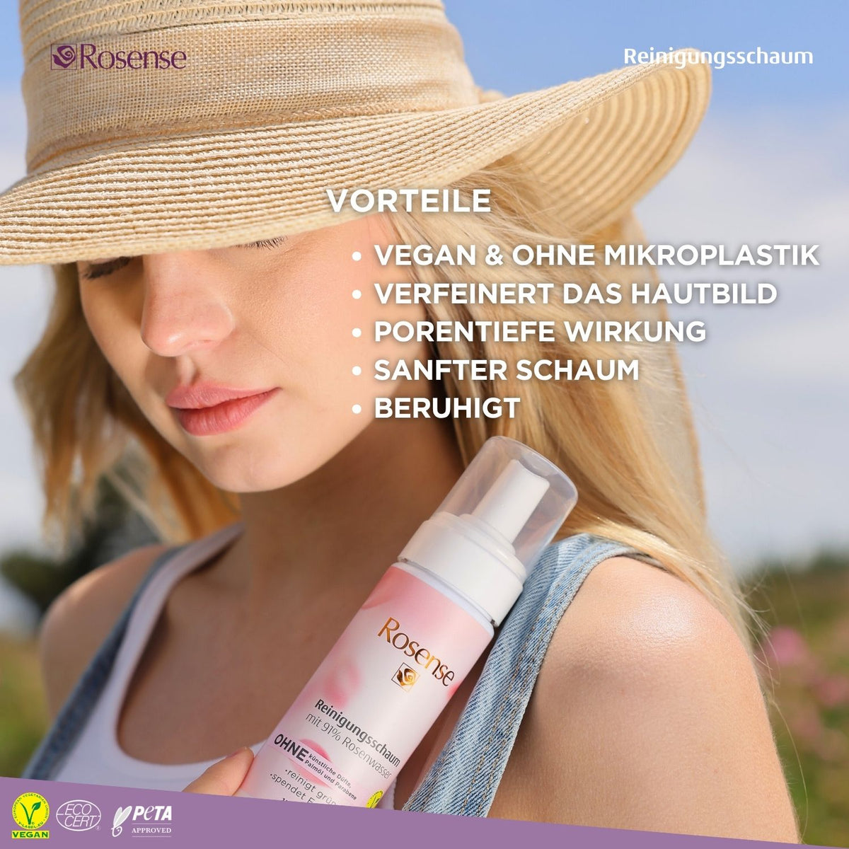 Rosense Reinigungsschaum mit 91% Rosenwasser - 150 ml
