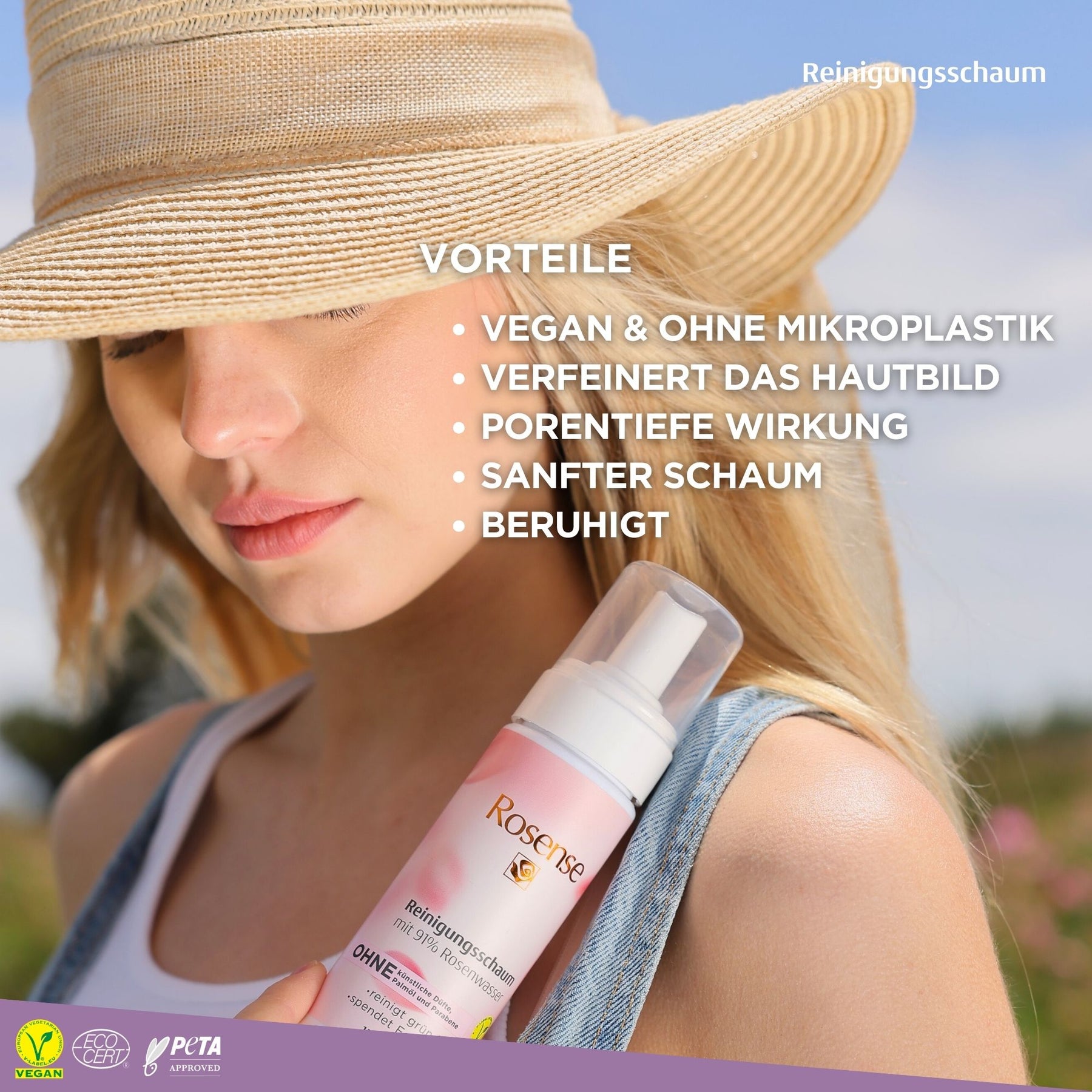 Rosense Reinigungsschaum mit 91% Rosenwasser - 150 ml