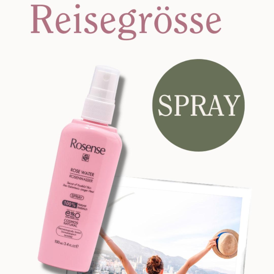Rosense Rosenwasser Reiseset | mit nachfüllbarem Spray für unterwegs