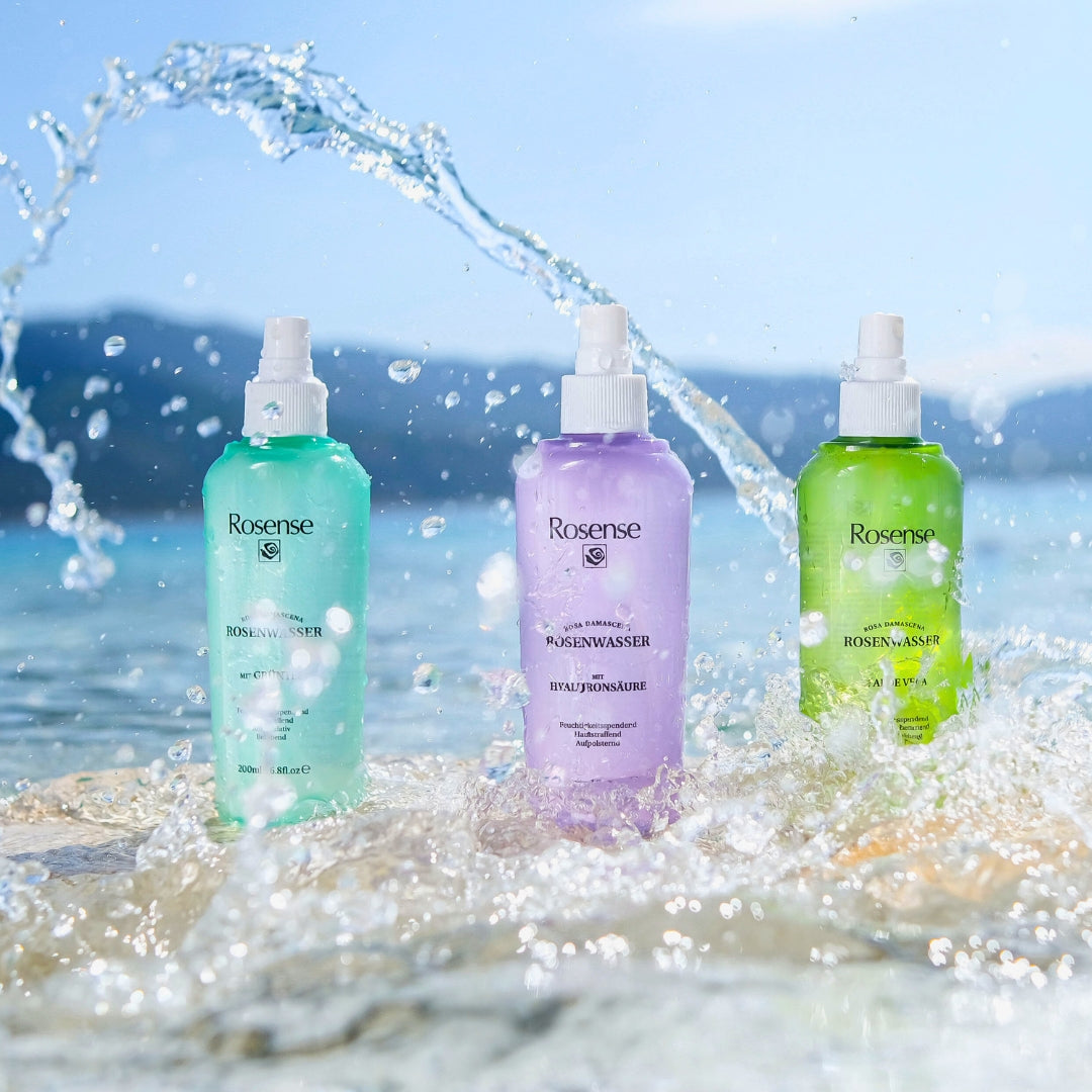 Rosense Rosenwasser Spray 3er Set | Mit Hyaluron, Aloe Vera & Grüntee