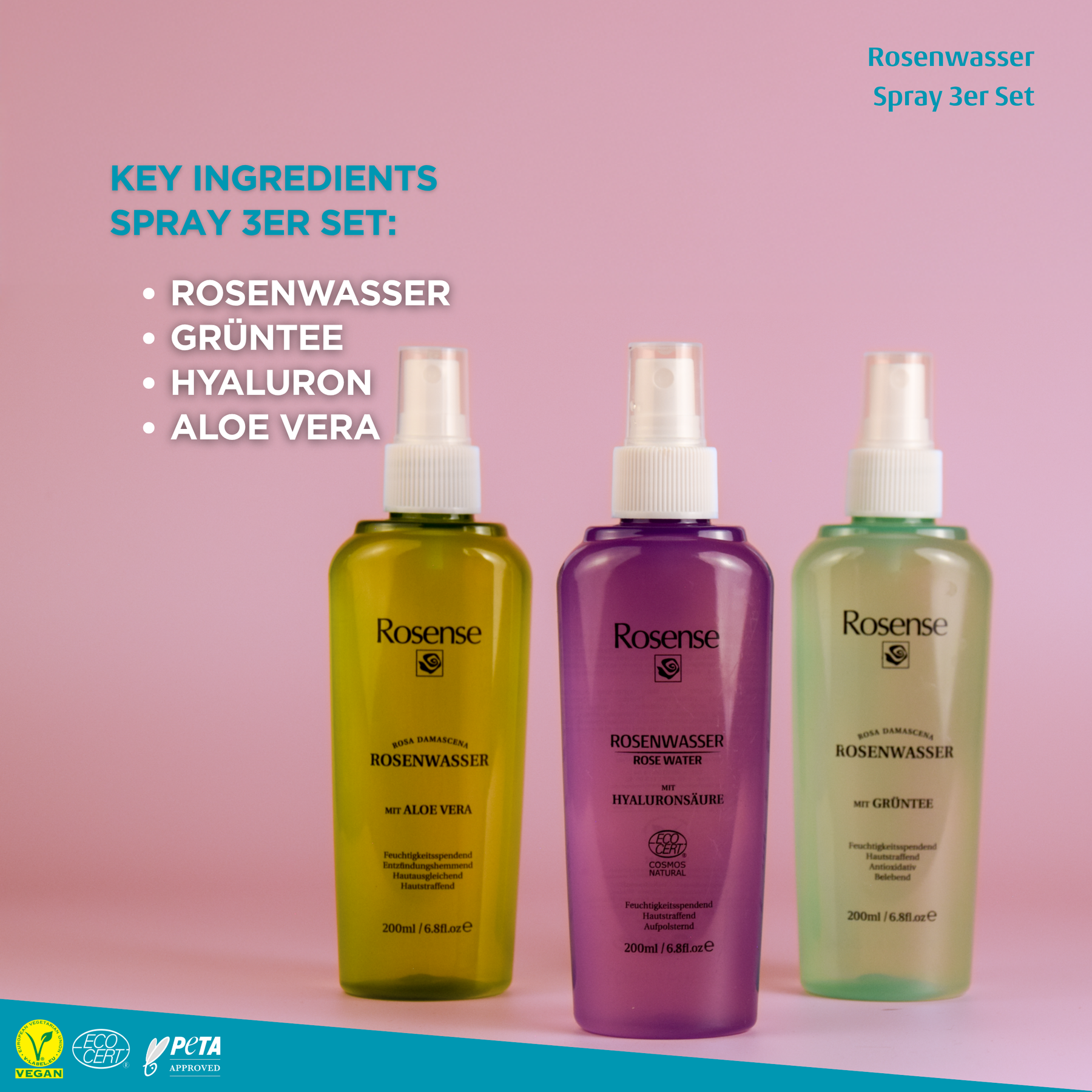Rosense Rosenwasser Spray- 3er Set
