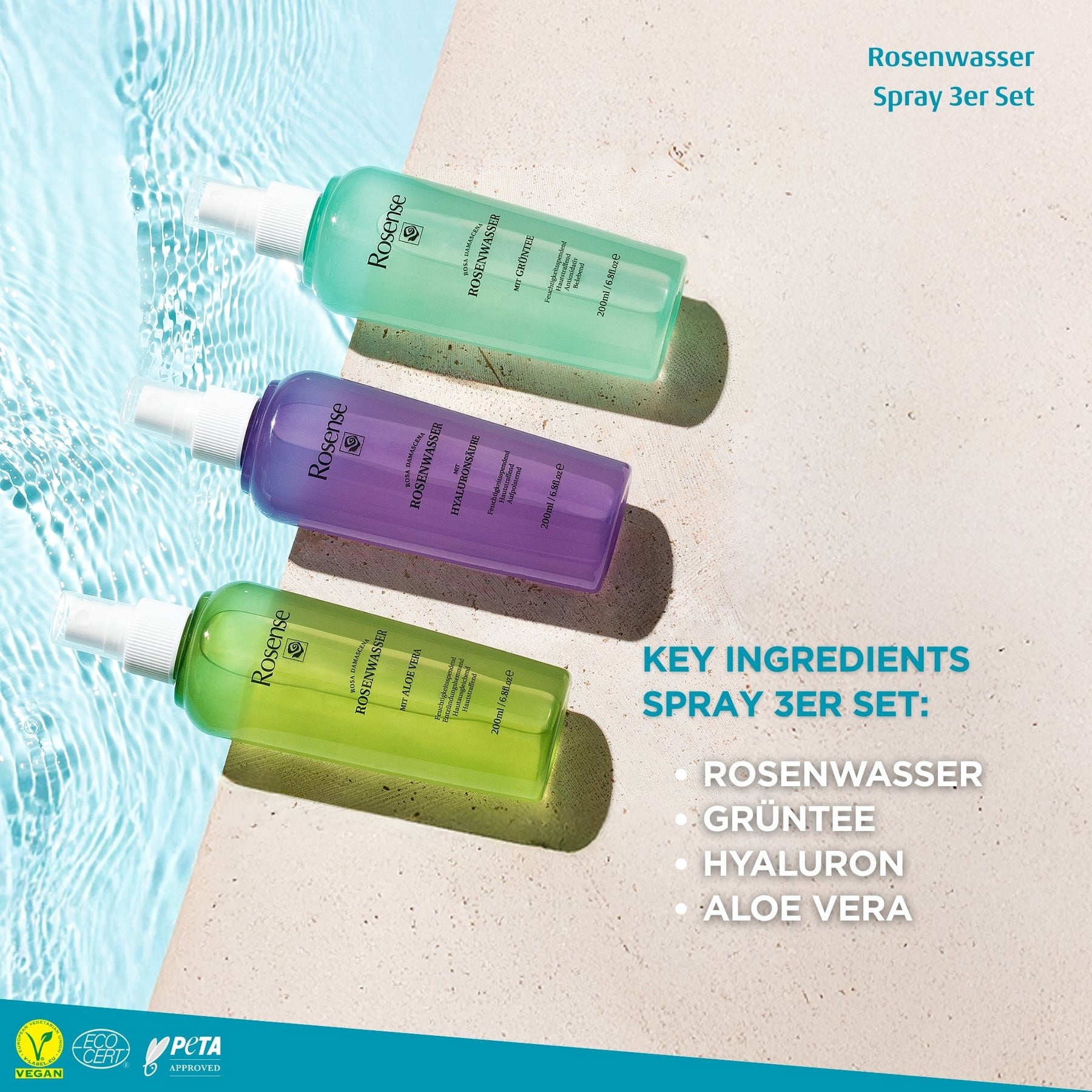 Rosense Rosenwasser Spray- 3er Set