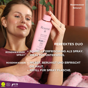 Rosense Rosenwasser Reiseset mit 100ml Rosenwasser-Spray