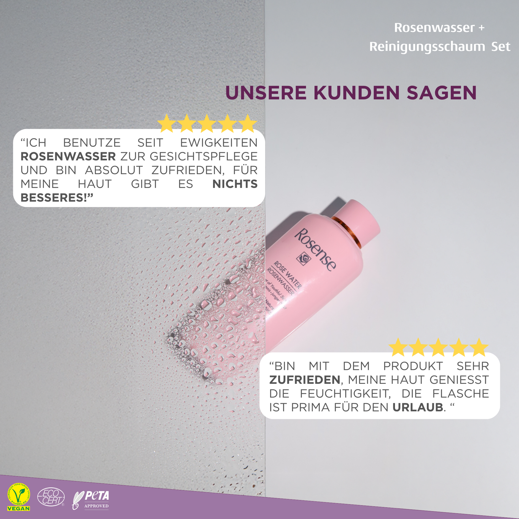 Rosense Rosenwasser 300 ml + Reinigungsschaum Set